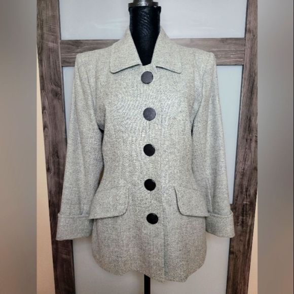 Yves Saint Laurent Rive Gauche Wool Blazer – Gray, Size 36, Made in France - Picture 2 of 12